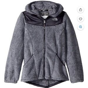 THE NORTH FACE Girls' OSO Hoodie,Mid Grey & Periscope Grey Stripe Jacket Size:10